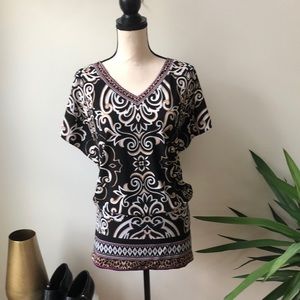 WHITE HOUSE BLACK MARKET Printed Tunic Top